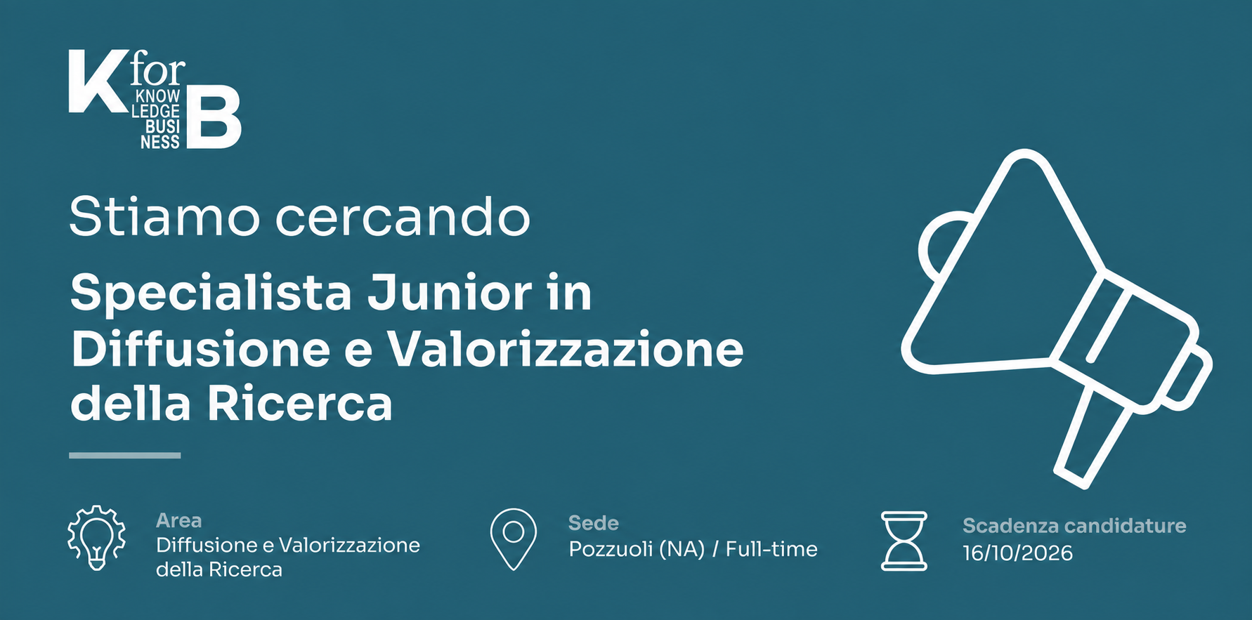 Avviso di selezione – Specialista Junior in Diffusione e Valorizzazione della Ricerca